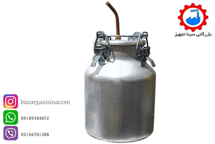 دیگ دستگاه تقطیر آلومینیومی 15 لیتری همراه با 4 بست فلزی