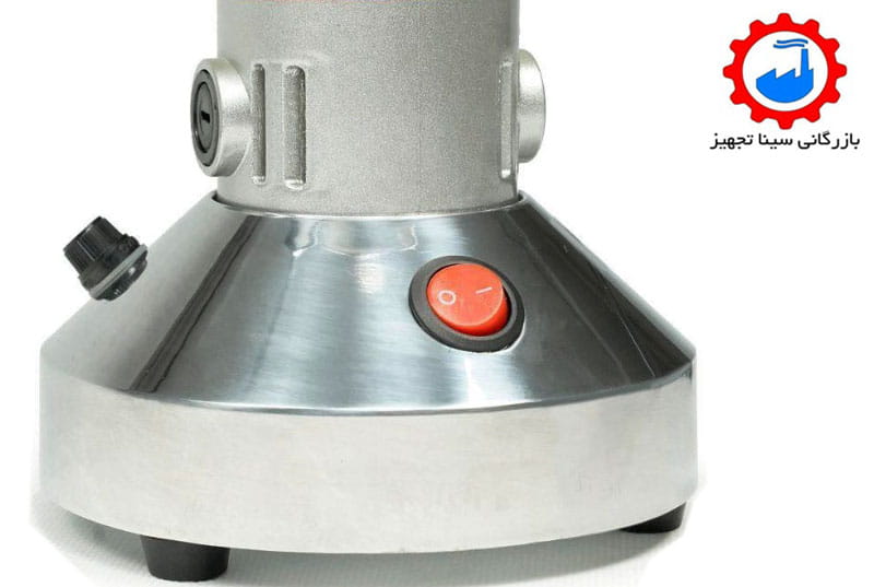 کلید روشن-خاموش و نمای پایینی آسیاب عطاری ادویه جات نیمه صنعتی بست مدل BEST 100A