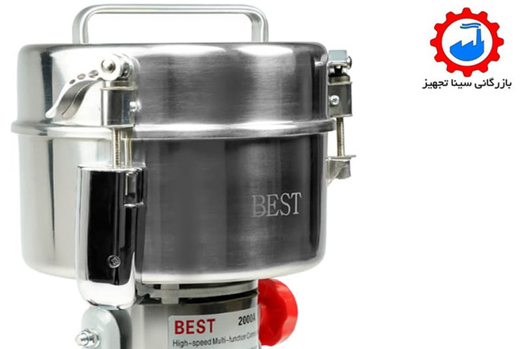 کاسه یا مخزن مواد استیل آسیاب بست مناسب عطاری و ادویه جات 2 کیلویی مدل BEST 2000A